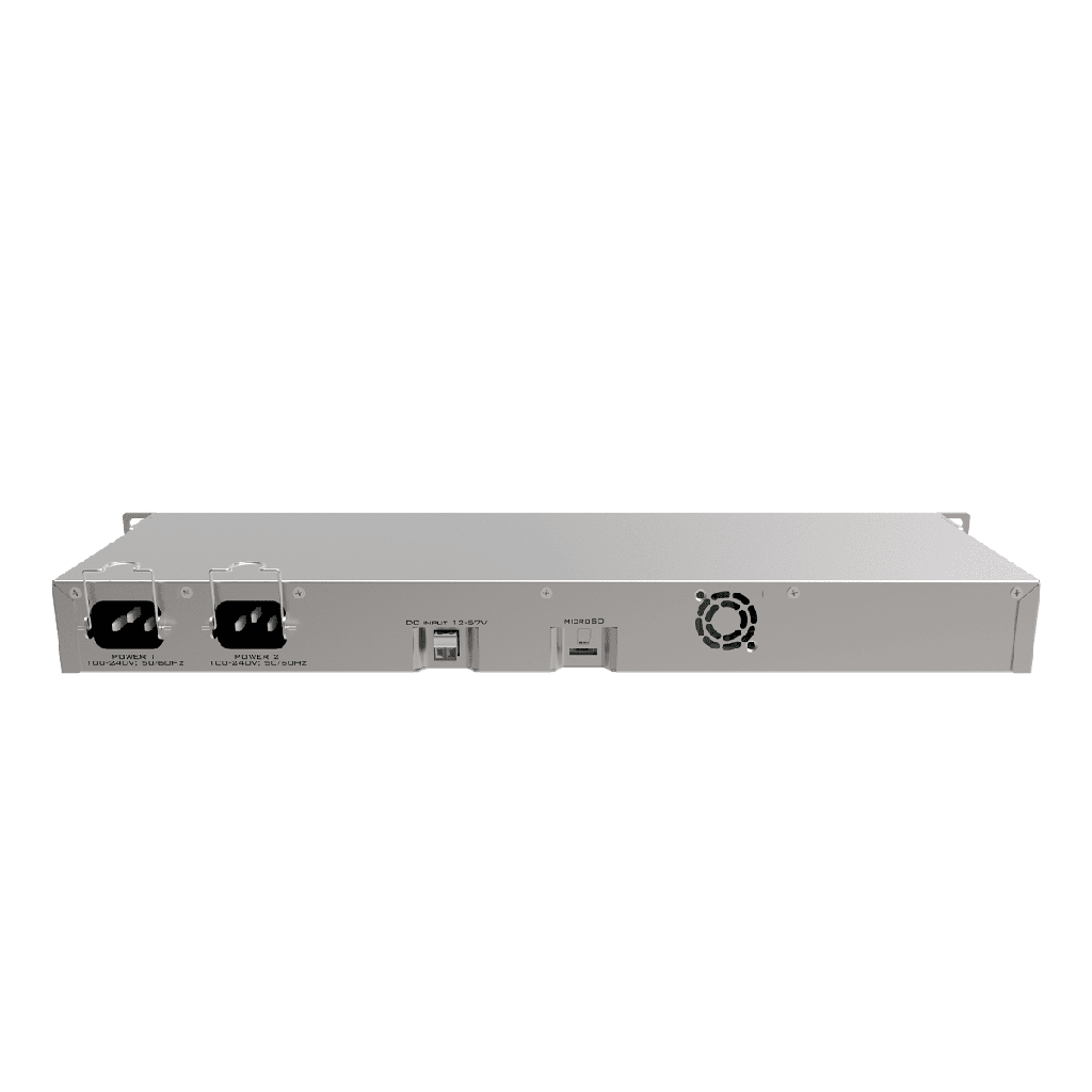 MikroTik - RB1100AHx4 Powerful 1U rackmount router with 13x Gigabit Ethernet ports.