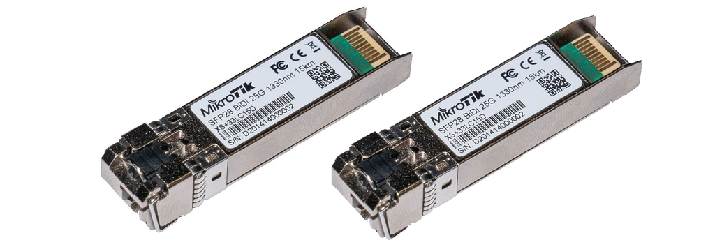 MikroTik - Kit Transceiver / modulo XSFP+ 1.25G, 10G y 25G para 15km - XS+2733LC15D - BiDi