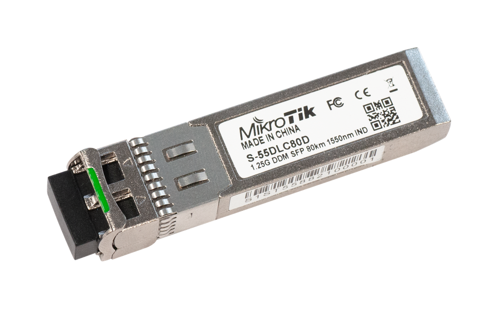 MikroTik - Transceiver / modulo SFP 1.25G para enlaces de 80 km con conector LC dual