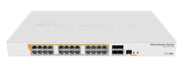 [CRS328-24P-4S+RM] MikroTik - Cloud Router Switch Gigabit Ethernet de 24 puertos con cuatro puertos SFP+ de 10 Gbp, para rack de 1U, arranque dual y salida PoE, 500 W