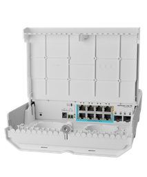 [CSS610-1Gi-7R-2S+OUT] MikroTik - Switch netPower Lite 7R, 7 puertos ethernet con PoE reverso, 2 puertos SFP+. Para uso en exteriores.